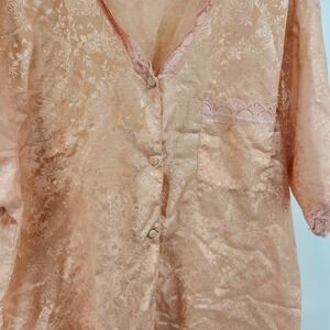 Elizabeth Lauren Women's Size L Peach‎ Textured Polyester Sleep Shirt Lounge VTG